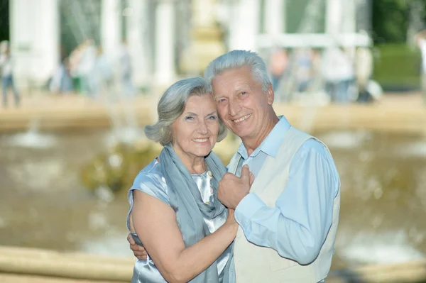 Senior couple walking in park — Stock Photo, Image