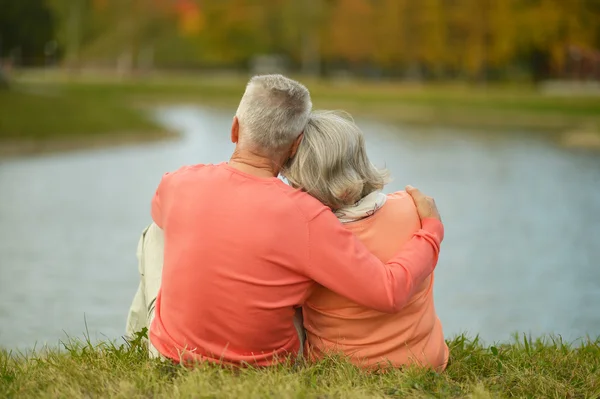 Back view of elderly couple together — Stock Photo, Image