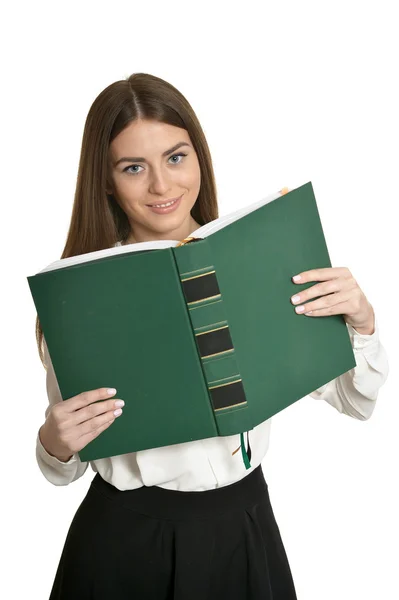 Mulher bonita com livro — Fotografia de Stock