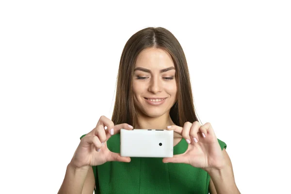 Menina com telefone móvel — Fotografia de Stock