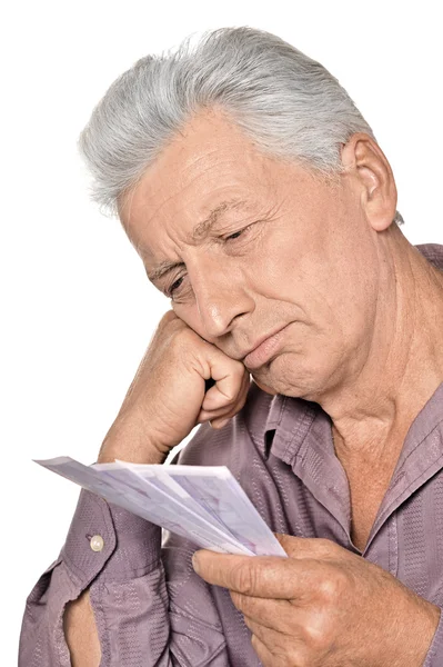 Senior mit Euros — Stockfoto