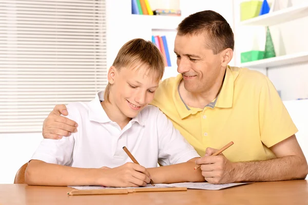 Father and son drawing — Stock Photo, Image