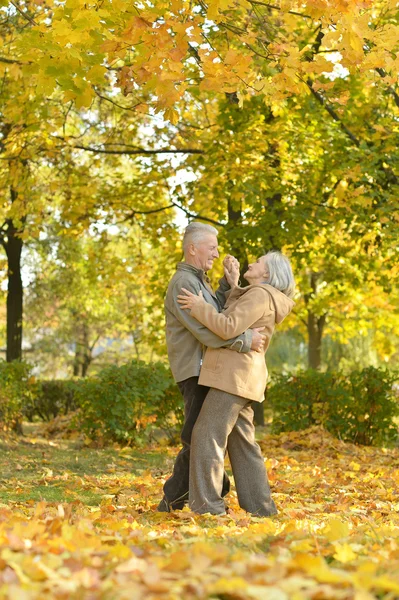 Pareja madura bailando en el parque — Foto de Stock