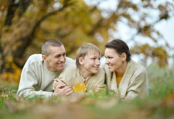 Family  relax in autumn park — Stock Photo, Image