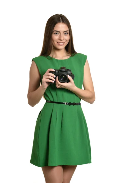 Mujer joven con cámara — Foto de Stock