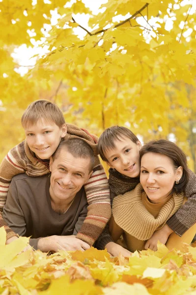 Family relaxing in autumn park — Stock Photo, Image