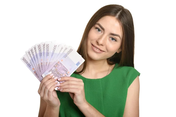 Beautiful woman with money — Stock Photo, Image