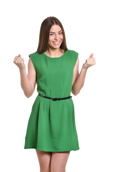 Woman gesturing winner sign — Stock Photo, Image