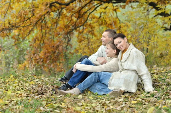 Família relaxar no parque de outono — Fotografia de Stock