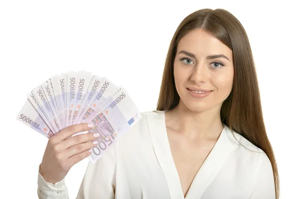 Güzel bir kadın para ile — Stok fotoğraf
