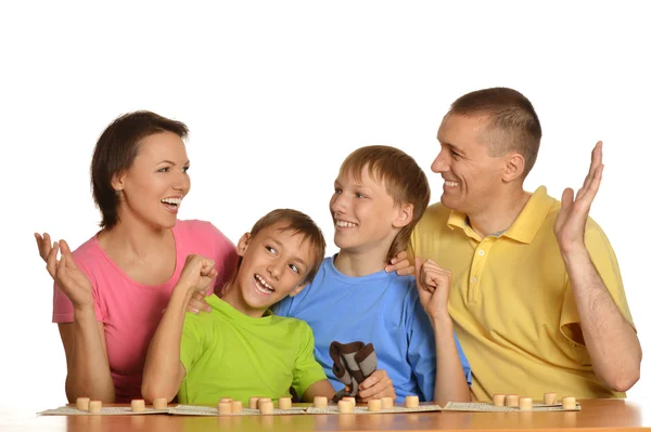 Pessoas de família jogando loteria — Fotografia de Stock