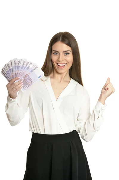 Beautiful woman with money — Stock Photo, Image