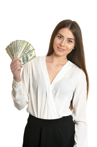 Hermosa mujer con dinero — Foto de Stock