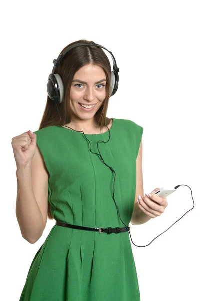 Girl listening to music on mobile — Stock Photo, Image