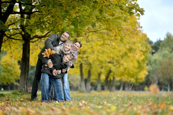 Aile rahatlatıcı sonbahar Park — Stok fotoğraf