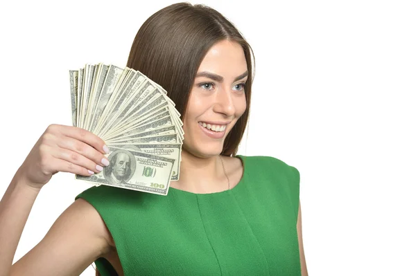 Beautiful woman  with money — Stock Photo, Image