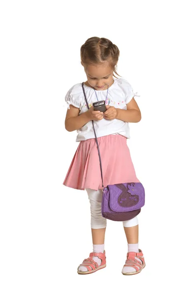 Kleines Mädchen mit Handy — Stockfoto