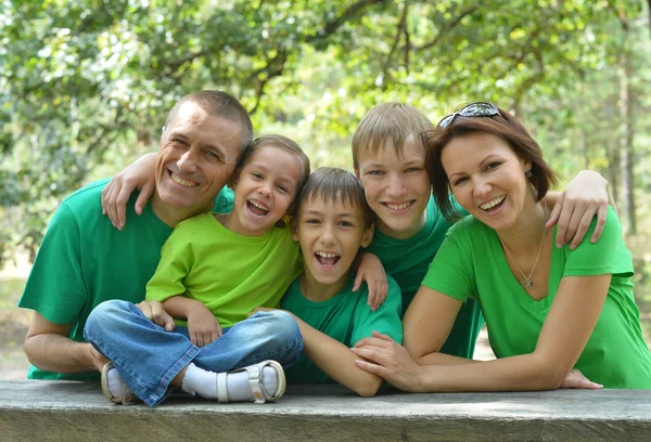 Familjen vilar i sommarparken — Stockfoto