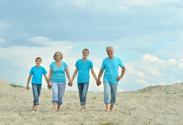 Dziadkowie z wnukami na plaży — Zdjęcie stockowe