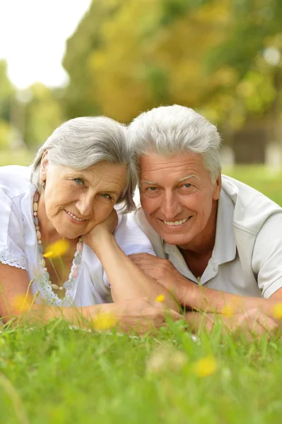 Mature couple in park in summer — Stock Photo, Image