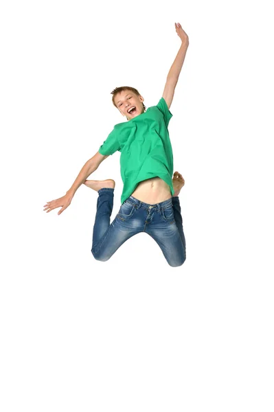 Jumping boy isolated — Stock Photo, Image