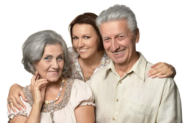 Fille adulte avec parents aînés — Photo