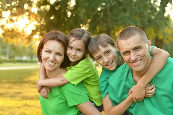 Bir yaz parkta oturan aile — Stok fotoğraf