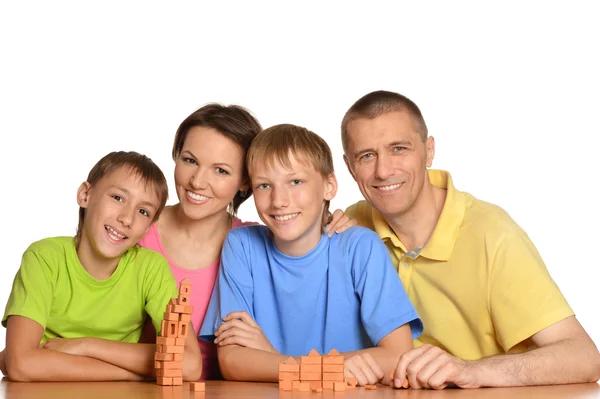 Familie van vier mensen spelen — Stockfoto