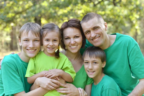 Bir yaz parkta oturan aile — Stok fotoğraf