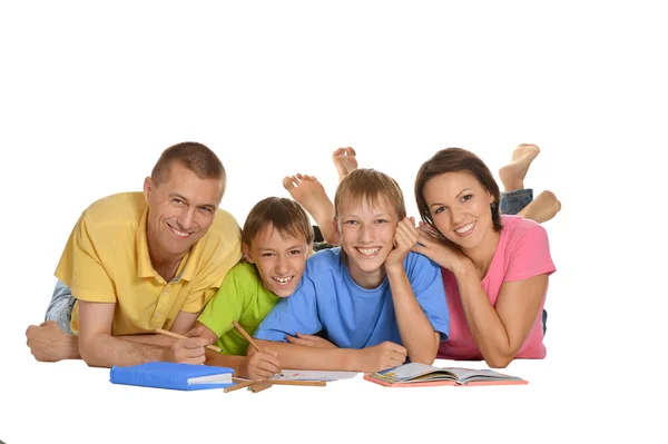 Parents help children do  homework — Stock Photo, Image