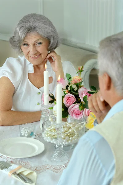 Elderly couple  at restaurant — Stock Photo, Image