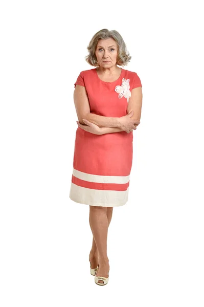 Senior vrouw in lichte jurk — Stockfoto