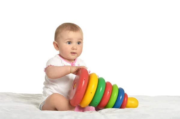 Niedliches Baby mit Spielzeug — Stockfoto