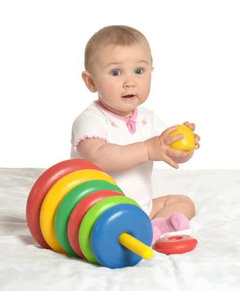 Niedliches Baby mit Spielzeug — Stockfoto