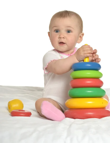 Söt baby wih leksak — Stockfoto