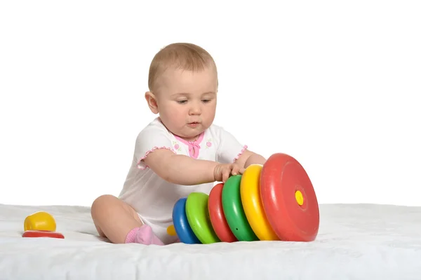 Söt baby wih leksak — Stockfoto