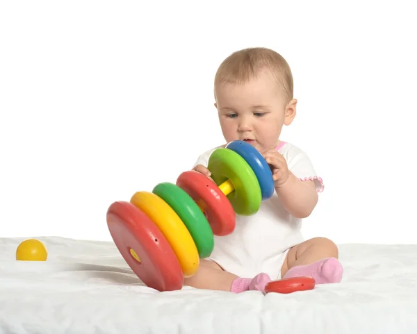 Niedliches Baby mit Spielzeug — Stockfoto