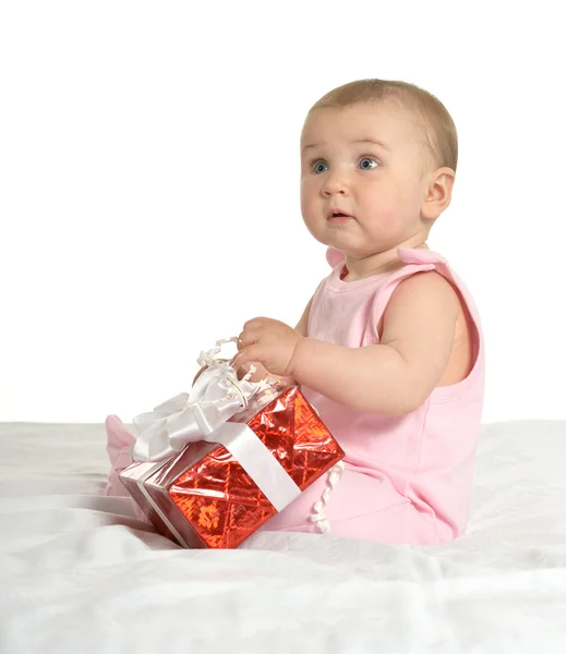 Holčička s dárky — Stock fotografie