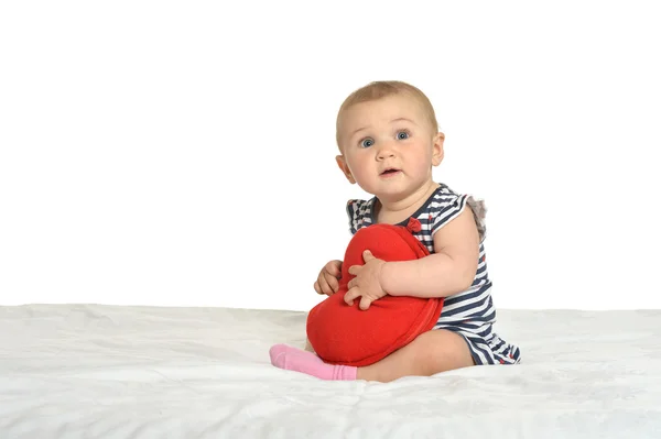 Niedliches Baby-Herzkissen — Stockfoto