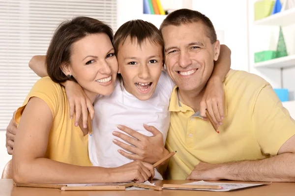 Familjen ritning tillsammans — Stockfoto