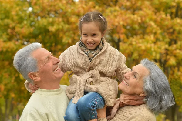 Grandparents with her granddaughter — Stock Photo, Image