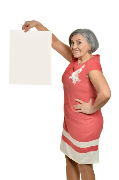 Mujer mayor con blanco — Foto de Stock