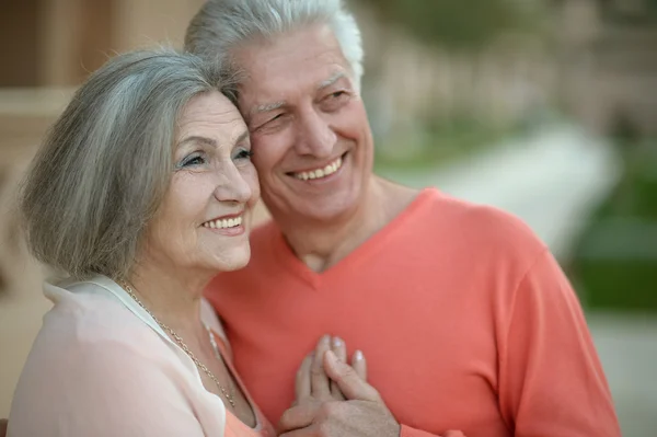 Beautiful elderly couple outdoor — Stock Photo, Image