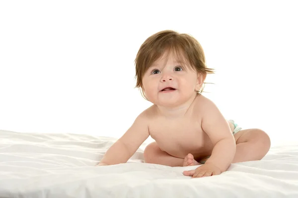 Niña acostada en una manta — Foto de Stock