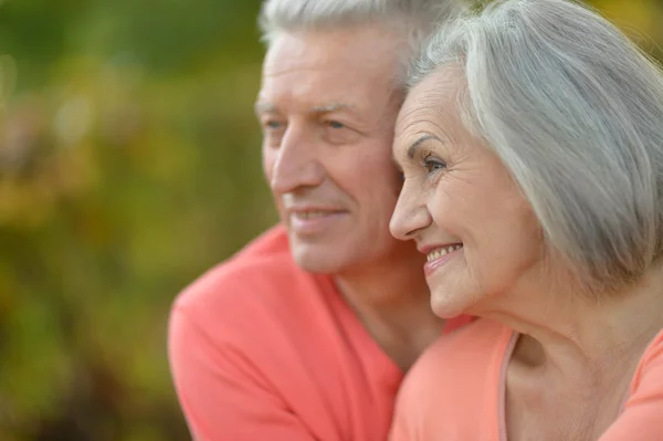 Senior couple relax in autumn park Stock Picture