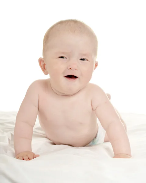 Schattige babymeisje in pampers — Stockfoto