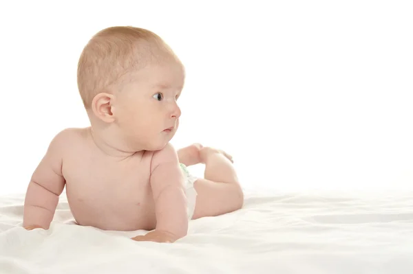 Adorable baby girl  in pampers — Stock Photo, Image