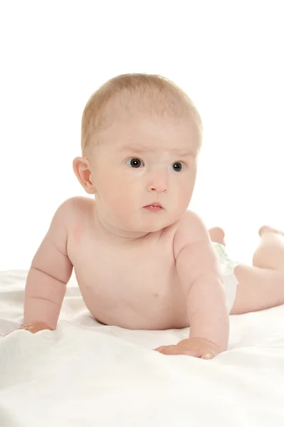 Adorable baby girl  in pampers — Stock Photo, Image