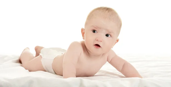 Entzückendes Baby Mädchen auf Decke — Stockfoto