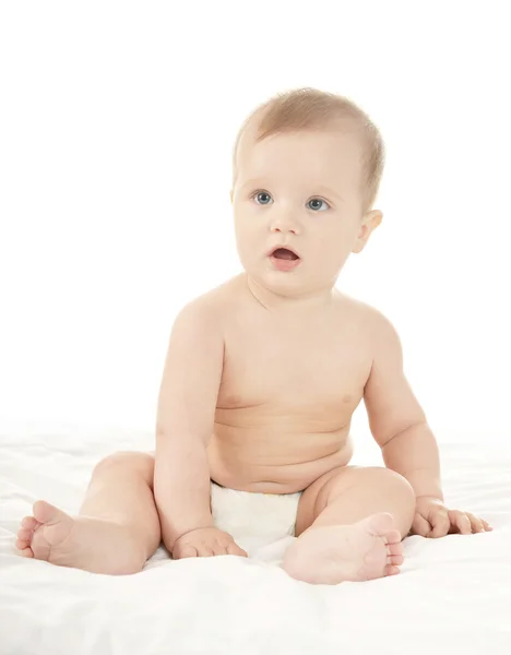 Adorable baby girl  in pampers — Stock Photo, Image